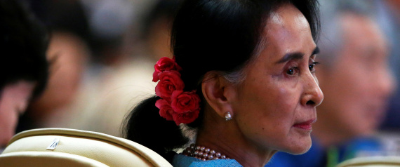 Myanmar leader Aung San Suu Kyi attends the ASEAN Summit gala dinner in Vientiane