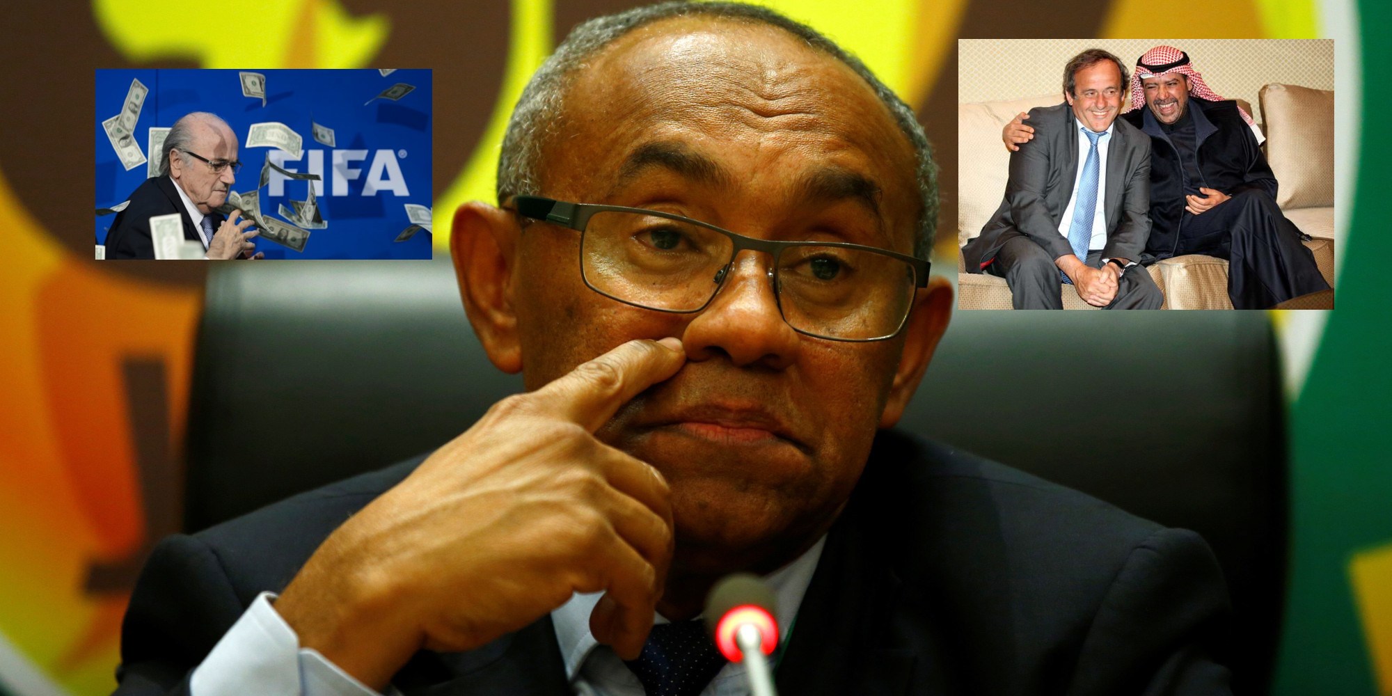 The newly elected Confederation of African Football President Ahmad Ahmad addresses a news conference after his victory at the African Union headquarters in Ethiopia's capital Addis Ababa