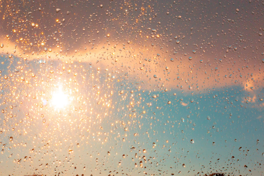 sunshine in the raindrops